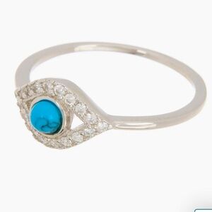 Adornia evil eye Turquoise and Swarovski crystal ring size 6